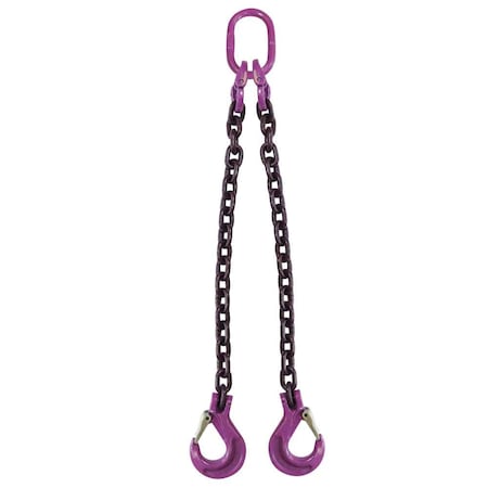 3/4 X 3' - 2 Leg Chain Sling W/ Sling Hooks - Grade 100